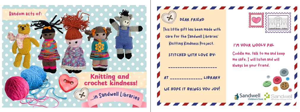 Postcard and crochet toys 